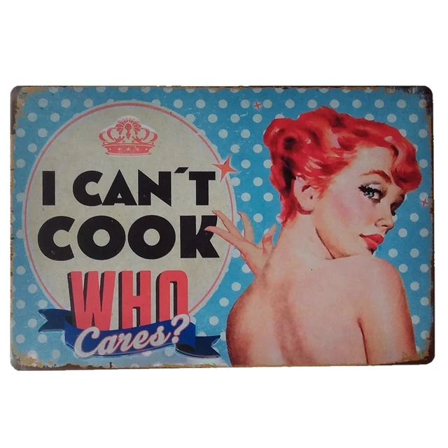 Funny Wall Signs for Home&Kitchen, 'I Always Cook With Wine' Vintage