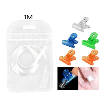 

1M Nail Art Repair Fiberglass with 5pcs Securing Clip for UV Gel DIY Nails White Acrylic Nail Extension Tips Fiber Glass Gel