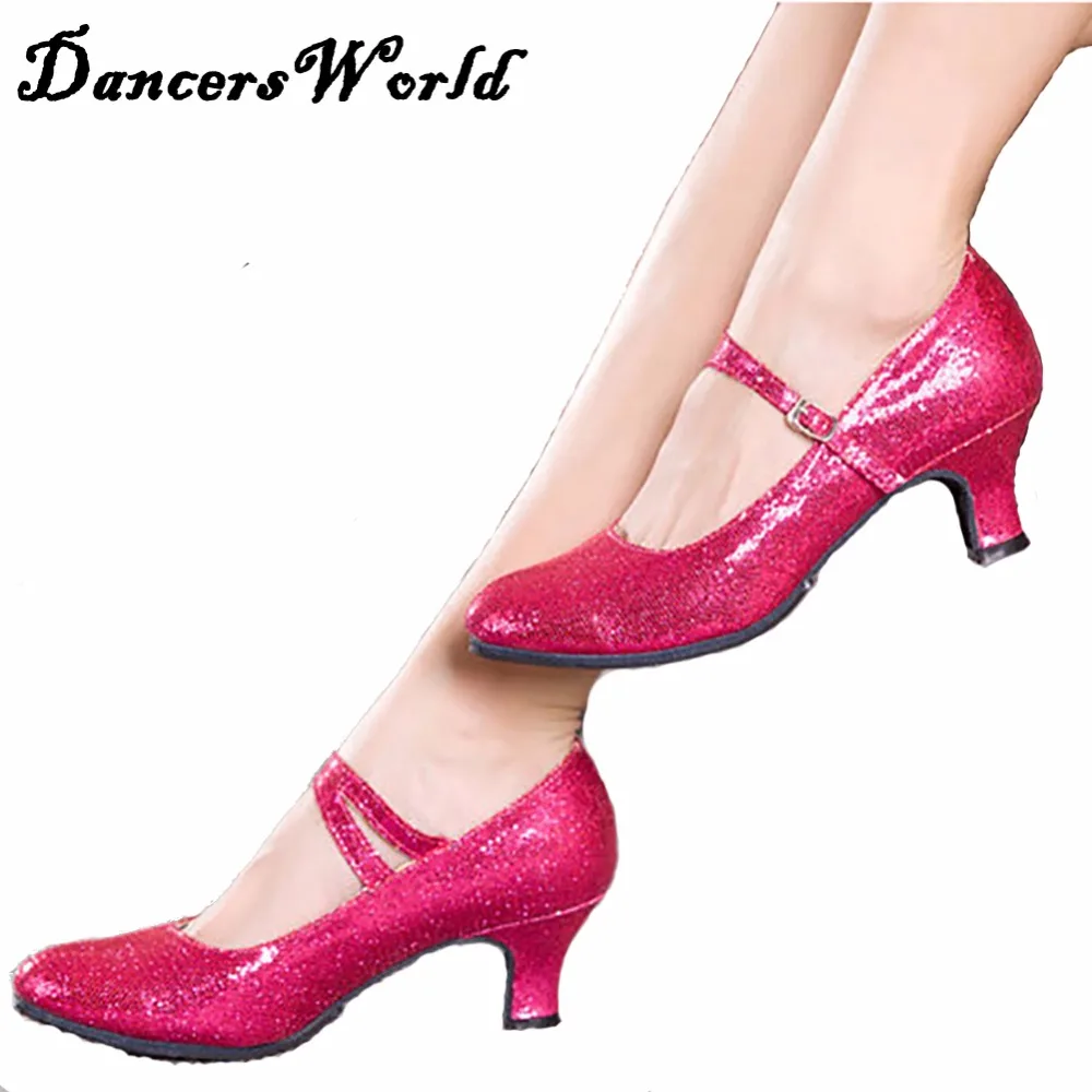 Economic Latin Dancing Shoes For Ladies 3.5cm 5.5cm Heels Gold Rose