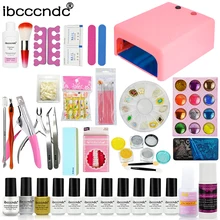 Ibcccndc Nail Art Set 36W UV Lamp 8 Color 7ml Nail Gel Base Top Coat Polish