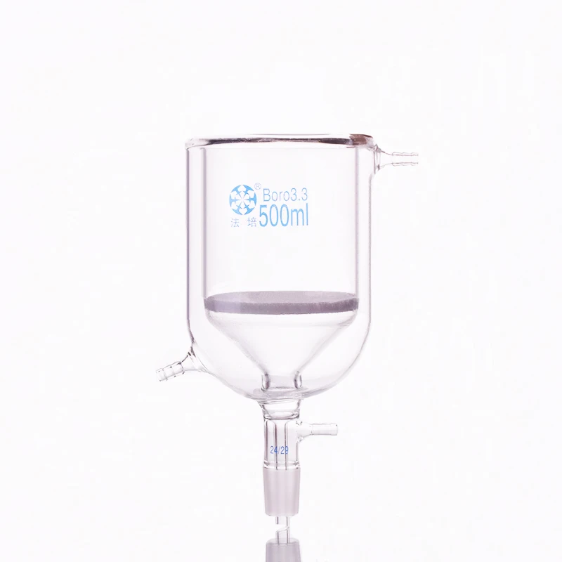 Double Deck Sand Core Filter Funnel,500ml,joint 24/29,jacketed Glass