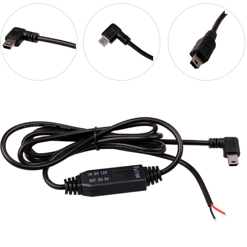 DC 12 В до 5 В Преобразователь Micro Mini USB Проводных автомобильное Зарядное Устройство для GPS Планшетный Телефон PDA DVR Рекордер Камеры (1 М) - изображение