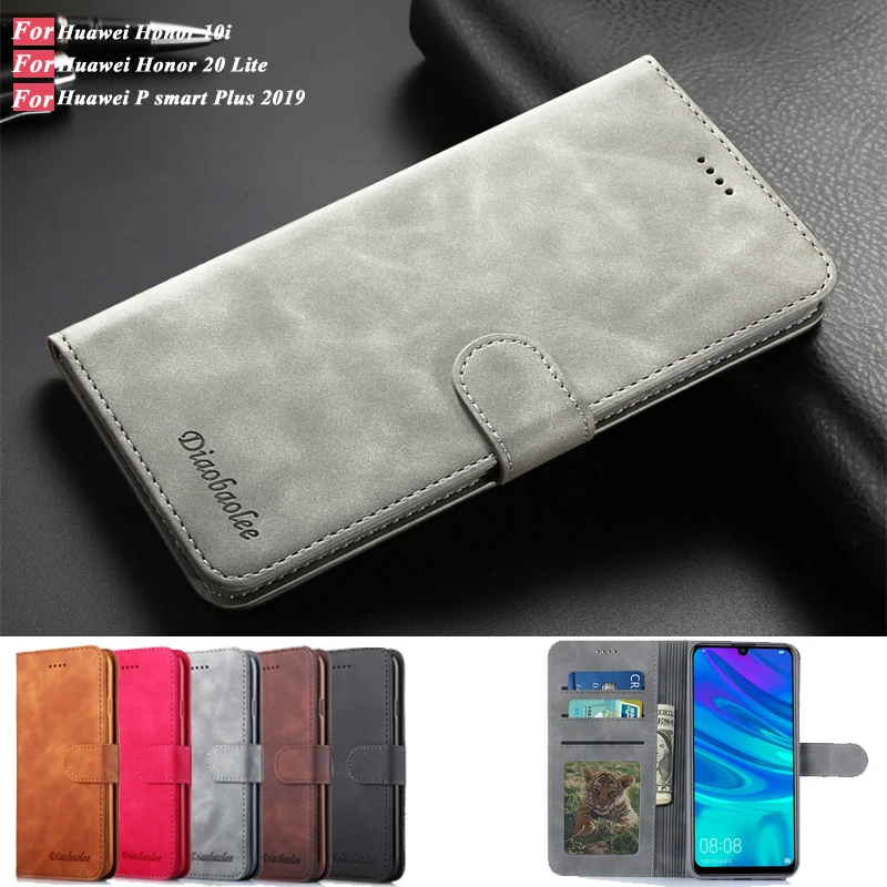 

Flip Book Case For Huawei P smart Plus 2019 Luxury PU Leather Wallet Phone Cover For Huawei Honor 10i case Honor 20 Lite Cover
