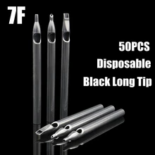 50 шт. черные татуировки Длинные Советы 7FT одноразовые пластиковые длинные татуировки Советы тюбик с насадкой-конусом для татуировки Поставки