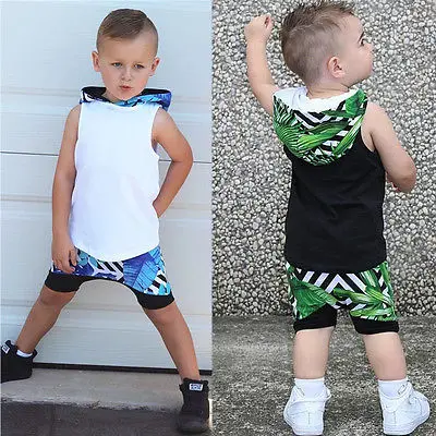 2pcs hooded vest toddler shorts tops casual outfits clothes boy summer baby