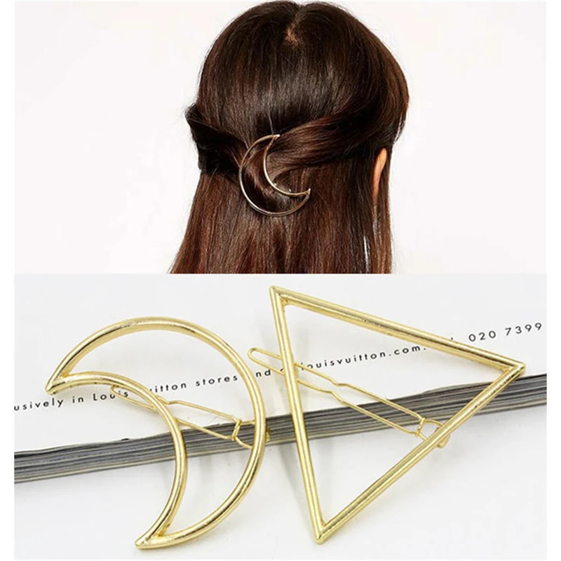 New Brand Hairpins Triangle Moon Hair Pin Jewelry Lip Round Clip For Women Barrettes Head Accessories |