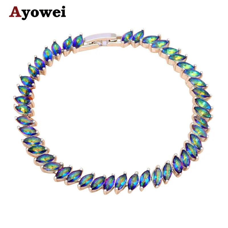

Amazing Rainbow Mystic Crystal Style Silver Filled High Quality AAA Zirconia Wholesale & Retail Bracelets Fashion Jewelry TB941A