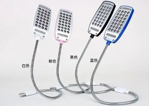 

by dhl or ems 200pcs High Light USB Powered Flexible Neck White LED Light Reading Lamp 28LED Black+Silver