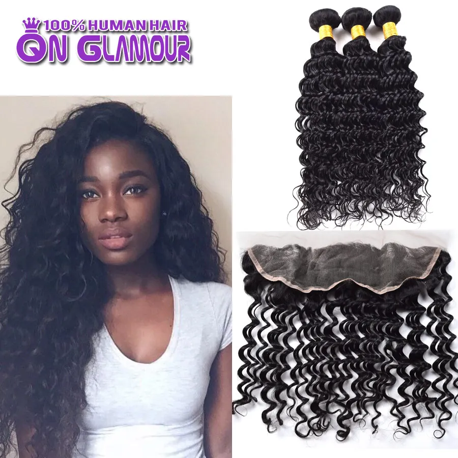 Cheap Malaysian Full Frontal Lace Closure 13x4 With Bundles Deep