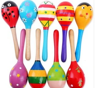 

Hot Sale Baby Toys Wooden Toy Rattle Cute Mini Baby Sand Hammer Maracas Musical Instrument Toys For Kids 10pcs/lot