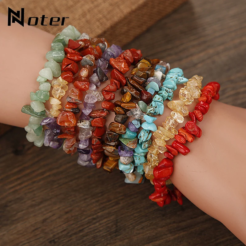 

Fashion Natural Crystal Gravel Bracelet Bohemian Jewelry Unisex Multicolor Irregular Turquoises Tiger eye Stone Braslet Pulseira