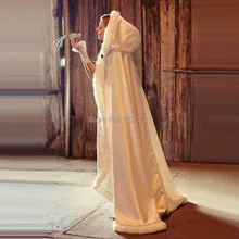 Длина пола Женщины Белый/Слоновая Кость Искусственного Меха Отделкой Зима Рождество Свадебный Кабо Потрясающие Свадебные Плащи С Капюшоном С Длинным Вечеринка Обертывания куртка