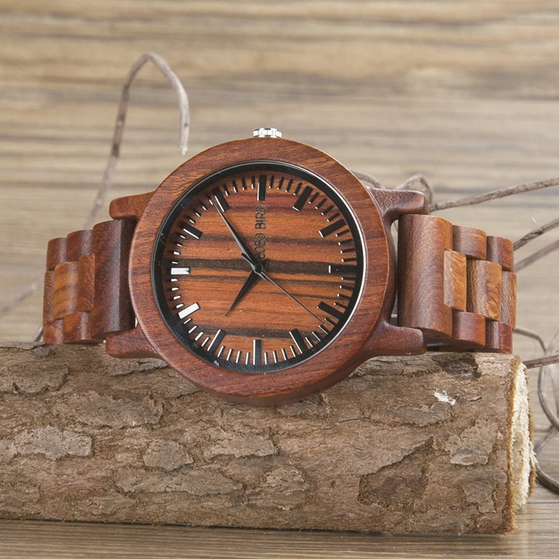 BOBO BIRD V-M10 New Arrival Mens Watch Ebony Wood Dial All Wood Quartz Wristwatch in Gift Box reloj hombre 2017