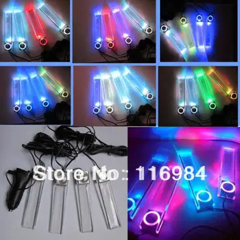

Car Charge 4 LED 7 Color Flash Interior Decoration Floor Decorative Light Lamp
