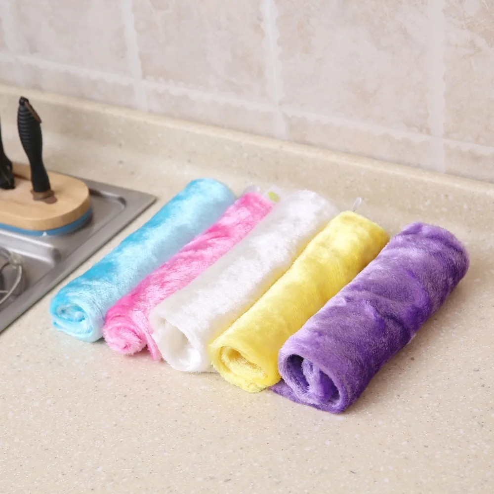 

Super Absorbent Microfiber Non-stick Oil Mercerizing Wood Fiber Towel Dish Cloth Multifunction Bamboo Rag Kitchen Cleaning Tool
