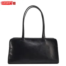 Натуральная кожа, большая женская сумка, первый слой, Воловья кожа, женские сумки, простая Подушка, переносная большая сумка на плечо