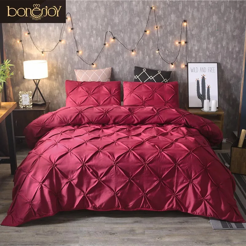 

Bonenjoy Luxury Duvet Cover Sets Home Bedding Set Red Color King Size Bed Linen Pillowcase Bed Cover Queen Size Bedding Sets