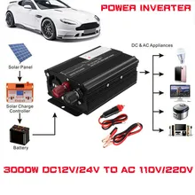 Напряжение трансформатор пик 3000W DC 12 V/24 V к переменному току 110 V/220 V Автомобильный светодиодный солнечный Мощность преобразователь частоты постоянного тока в переменный ток USB конвертер защита от перегрузки