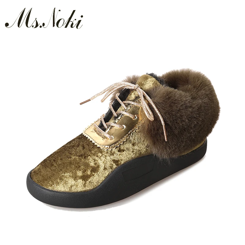 

Ms. Noki Fur Women Ankle Boots High-quality Lace-up Winter Height Increasing Platform Round Women Shoes boots Hot Selling shoes