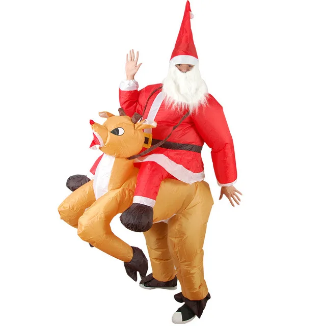 Santa Claus Cosplay Christmas Costumes Snowman Inflatable Clothes Ride On Me Carry Mascot Back Clothes Halloween Party Dress Up