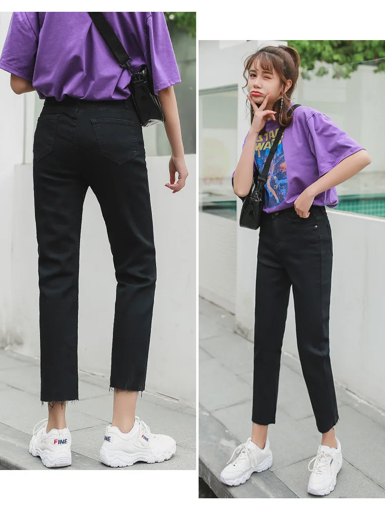 Женские джинсы 2019 весна лето новейшая мода бойфренд свободные высокая эластичная талия джинсовые прямые брюки плюс размер
