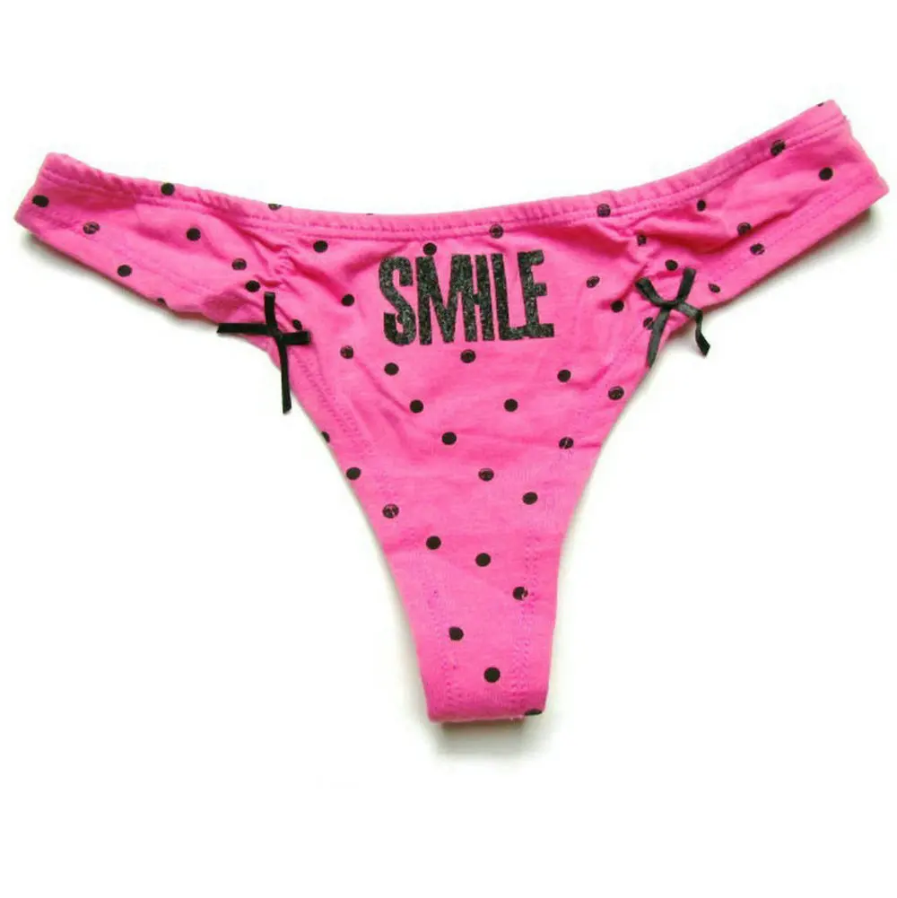 Женские хлопковые трусики smile dots розовые красные белые сексуальные стринги с