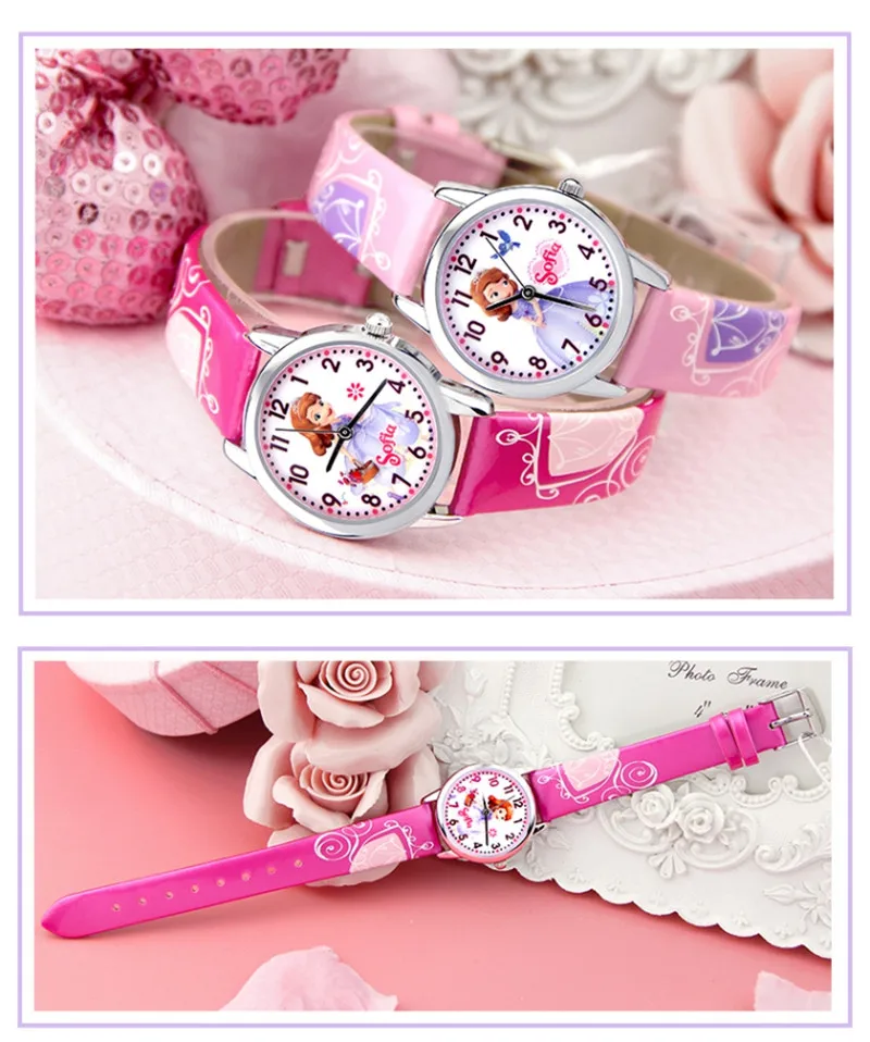 Brave Sofia Princess Child Lovely Quartz Watch Little Girls Dream Fashion Casual Leather Waterproof Watches Kid Favorite Clock