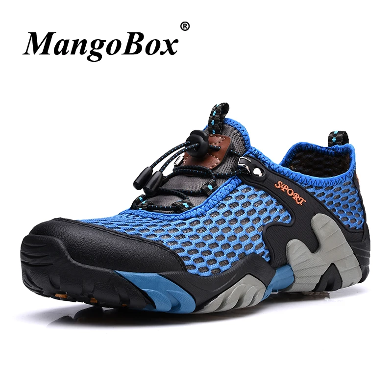 Summer Man Mesh Hiking Shoes Black Brown Fishing Sneakers Breathable Mens Outdoor Sports Shoes Comfortable Mountain Shoes