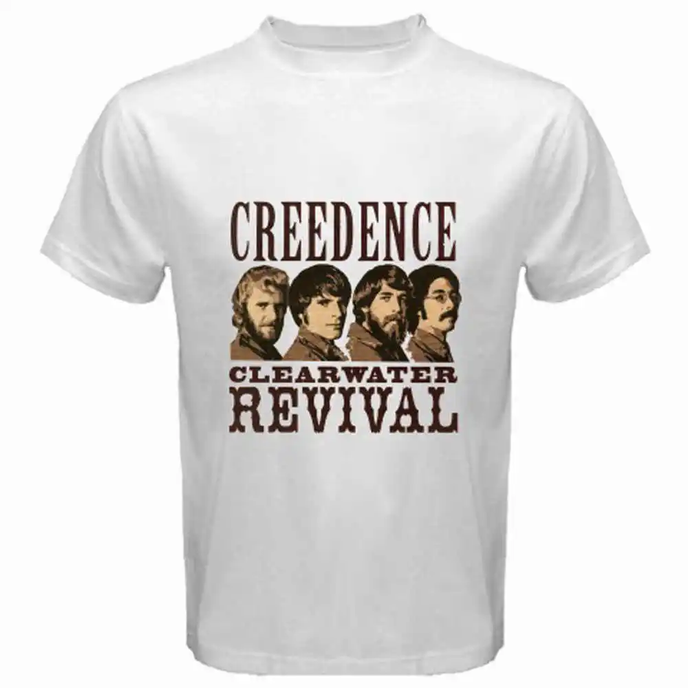 New CREEDENCE CLEARWATER REVIVAL 70's Rock Band Men's White T Shirt ...