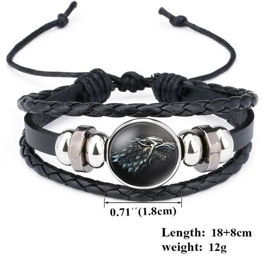 

Men Bangles Ethnic Brown Retro Leather Bracelets For Men Women Game Of Thrones Multiple Layers Badge Charms Fashion