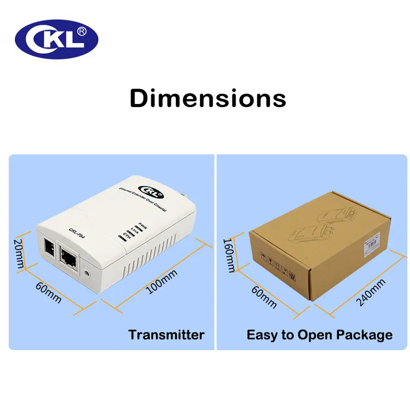 CKL-704 0-3 км Rj45 Ethernet удлинитель IP данных и CCTV передача по коаксиальному или витой парному кабелю