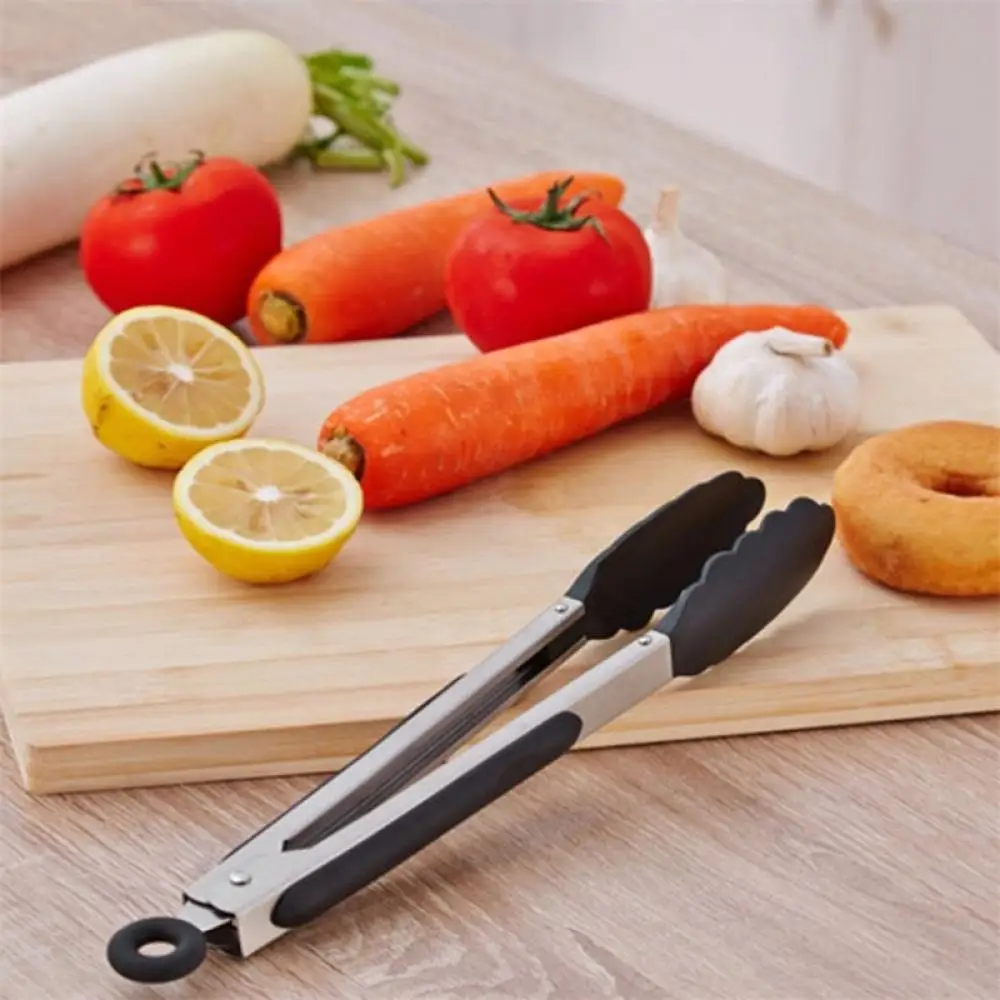 

Random Color!! 1PC Kitchen Cooking Salad Serving BBQ Tongs Stainless Steel Handle Utensil