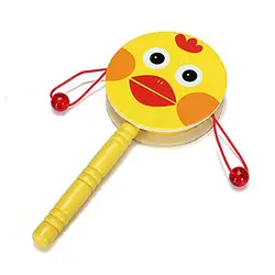 Детские Деревянный ребенок музыкальный колокольчик встряхивания погремушка барабан игрушка