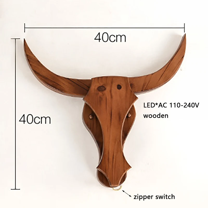  Loft Industrial retro wood cow animal style wall lamps LED sconce wall lights modern for living roo - 32824908051