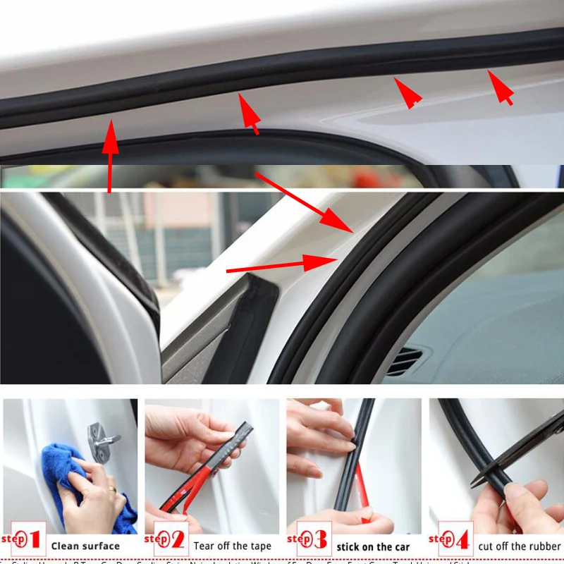 Прокладка для уплотнения двери автомобиля Тип B резиновые уплотнения для автомобильной двери Звукоизоляция Уплотнительная Прокладка аксессуары для салона автомобиля