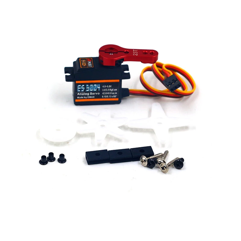 

1set New Arrival EMAX ES3004 Servo + 23T Servo Arm Analog Metal Gear Servo Rudder 3104 Upgraded Version for DIY RC Model Replace