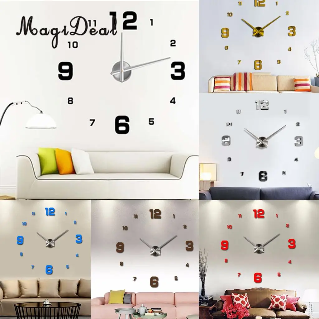 

MagiDeal 2017 New 3D Mirror Wall Clock Stiker DIY Removable Decal Vinyl Art Wall Stickers Home Decoration Supply