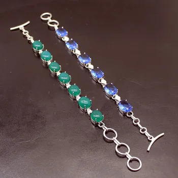 

BUY ONE GET ONE FREE Natural Ocean Bluetopaz GreenAgate Links Bracelet BOGT25