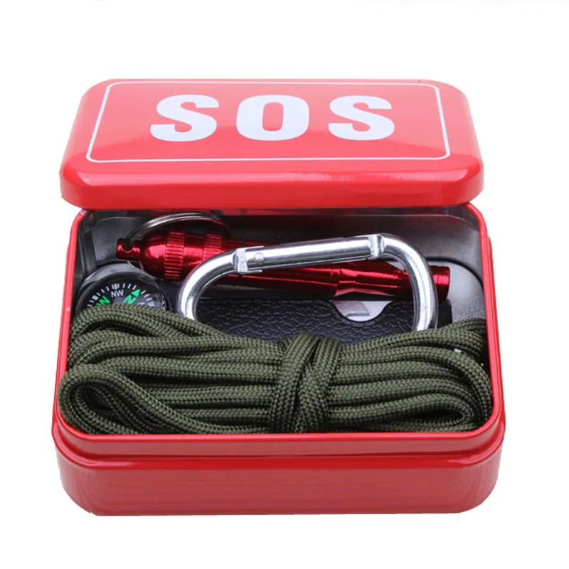 

Outdoor equipment with paracord emergency survival box SOS Camping Hiking tools china