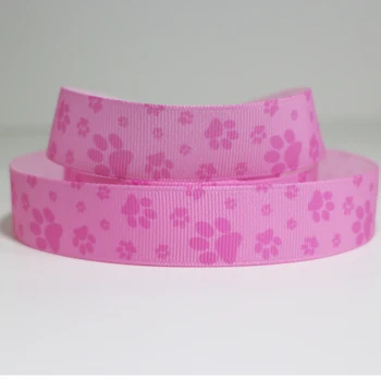 

50yards 7/8" 1" 1.5" 2" 3" 22mm 25mm 38mm 50mm 75mm dog paw printed grosgrain ribbon for headband hair bow hair tie collar