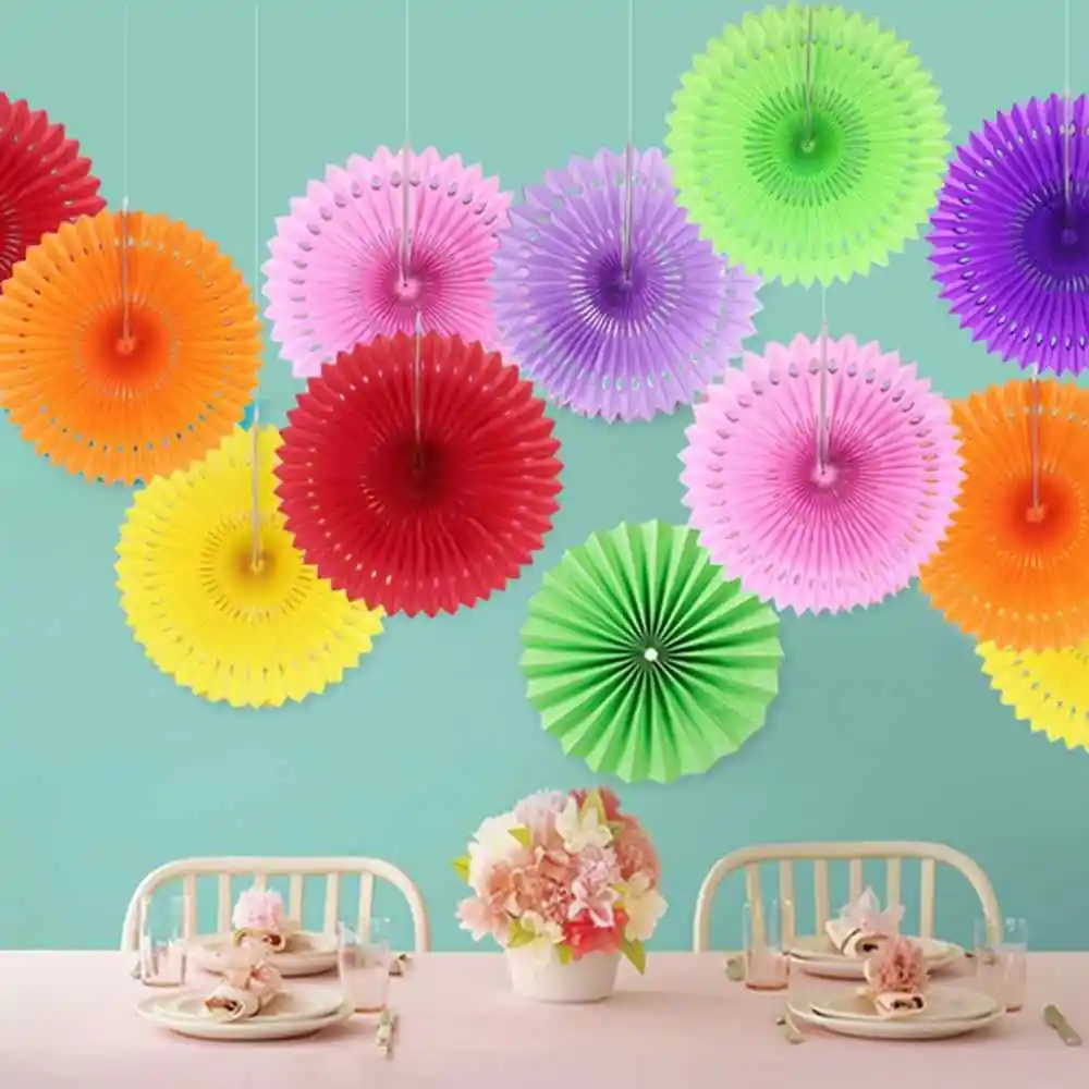 Buy 1pcs 25cm Mix Paper Wheel Fan Flower Pinewheel