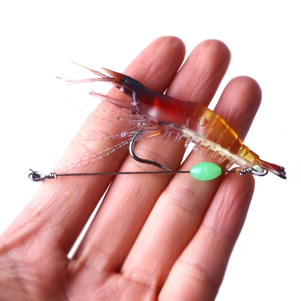30PCS 80mm/5.3g Soft Baits Silicone Shrimp Crayfish Hooks Fishing Lures