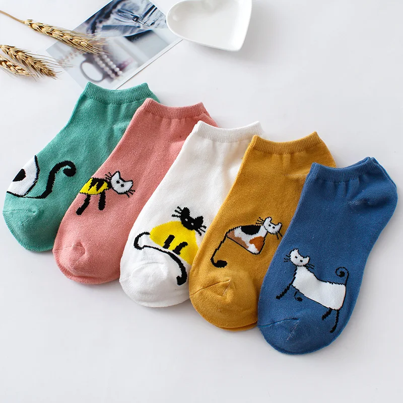 Epous носки милые Kawaii Harajuku уличные пушистые винтажные носки с принтом кота розовые белые носки для женщин носки весна лето