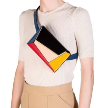 Брендовая красочная Геометрическая Женская нагрудная сумка, модная поясная сумка, женские сумки-мессенджеры, роскошные дизайнерские женские поясные сумки черного цвета