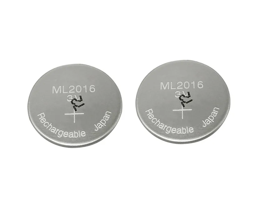 

2pcs/lot New Original ML2016 ML 2016 3v Li-Ion Lithium Ion Rechargeable Coin Cell Button CMOS RTC Battery Batteries