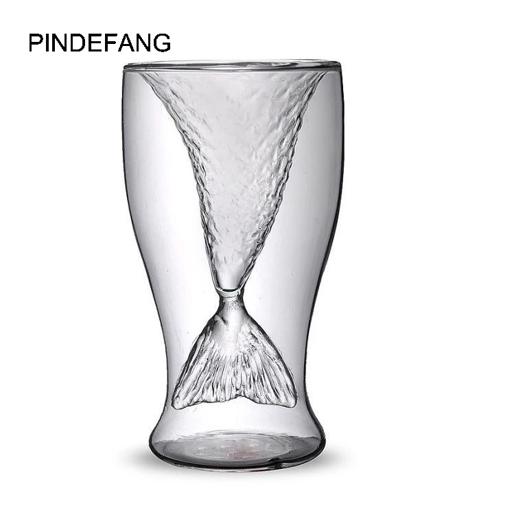 Креативная Русалочка 100 мл с двойными стенками Стеклянная Кружка для коктейлей бар кружка для замораживания льда безопасная чашка для сока шампанское красное вино стеклянная чашка
