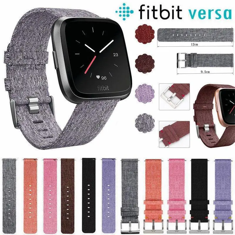 

DSstyles Woven Fabric Strap Wrist Bands with Stainless Metal Clasp for Fitbit Versa