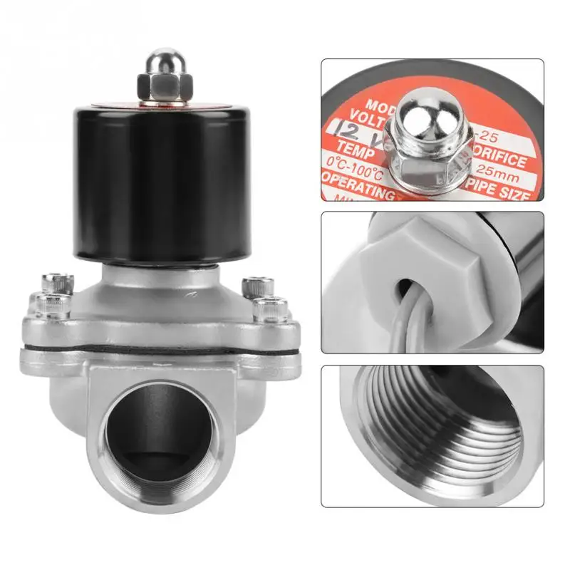 DC 12 V G" Нержавеющая сталь 304 нормально закрытый электромагнитный клапан 2 позиция 2 Way