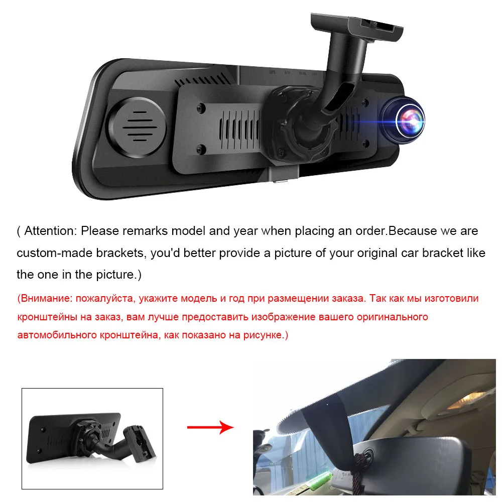 HGDO 10" Touch Car DVR Streaming RearView Mirror Camera Dual Lens Video Recorder Dash Camera FHD 1080P Auto Registrator Dash Cam - Image 3