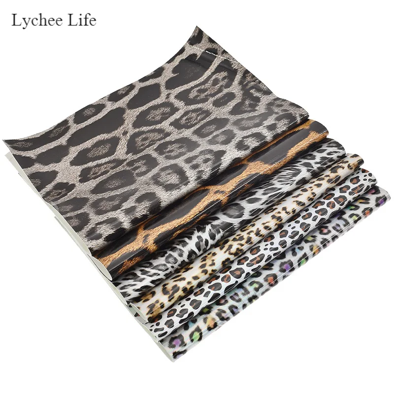 

Lychee Life A4 21x29cm Leopard Printed Synthetic Leather Fabric Handmade Artificial Laser Fabric For Bow DIY Handbag Garment